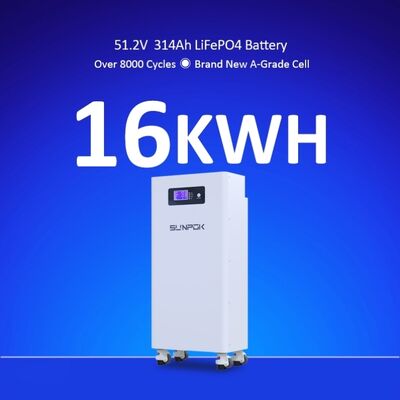 10000 Cycles 51.2V 48V Lifepo4 Battery 314Ah 16kWh Lithium Ion Batteries Pack ESS Home Energy Storage Solar Battery