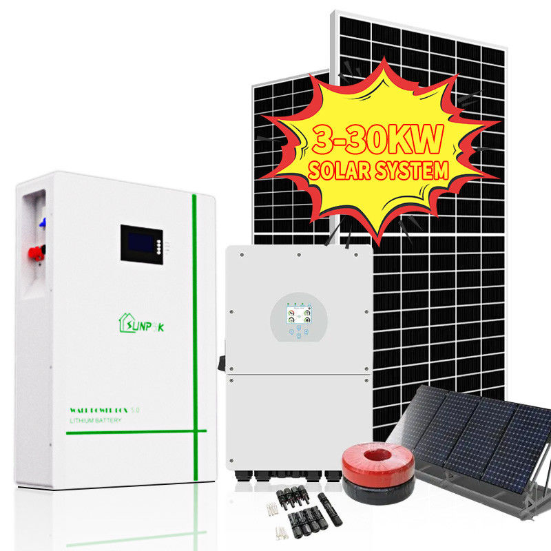 Sunpok completo fora do sistema solar híbrido solar do jogo 3kw 5kva 5kw 15kw 10kw da grade