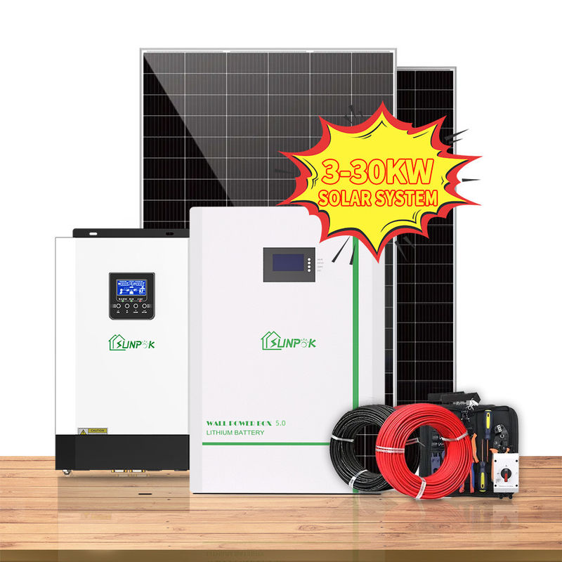 sistema solar 10KW 15KW 20KW 25KW 30KW da casa 24V fora do sistema de energia solar híbrido da grade