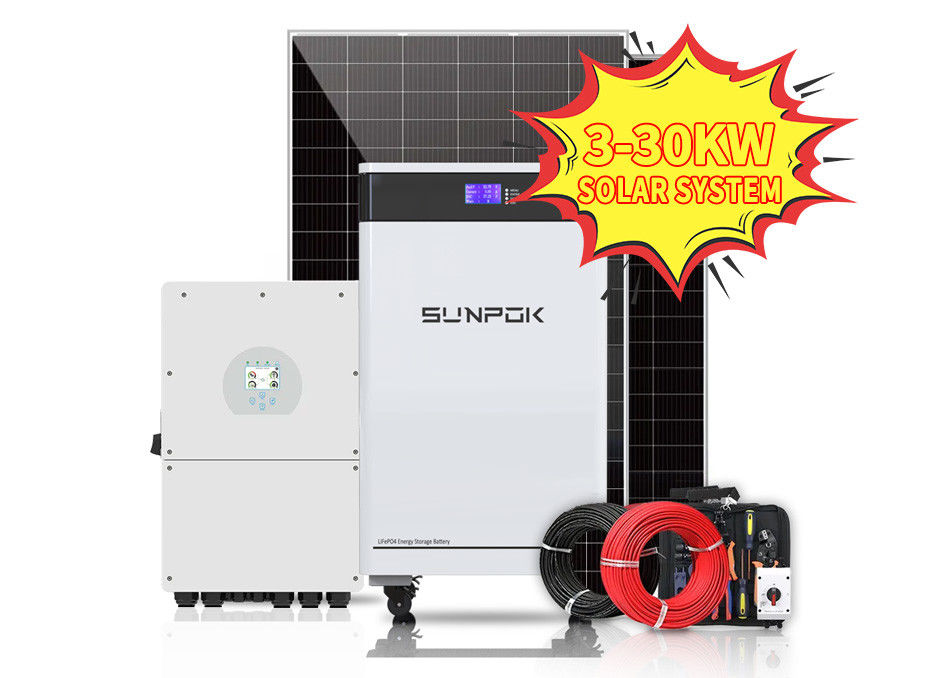 UE EUA Sistemas de energia solar híbrida de 50 kW 10kw 15kw Para casa 20kw 30kw Sistema solar industrial