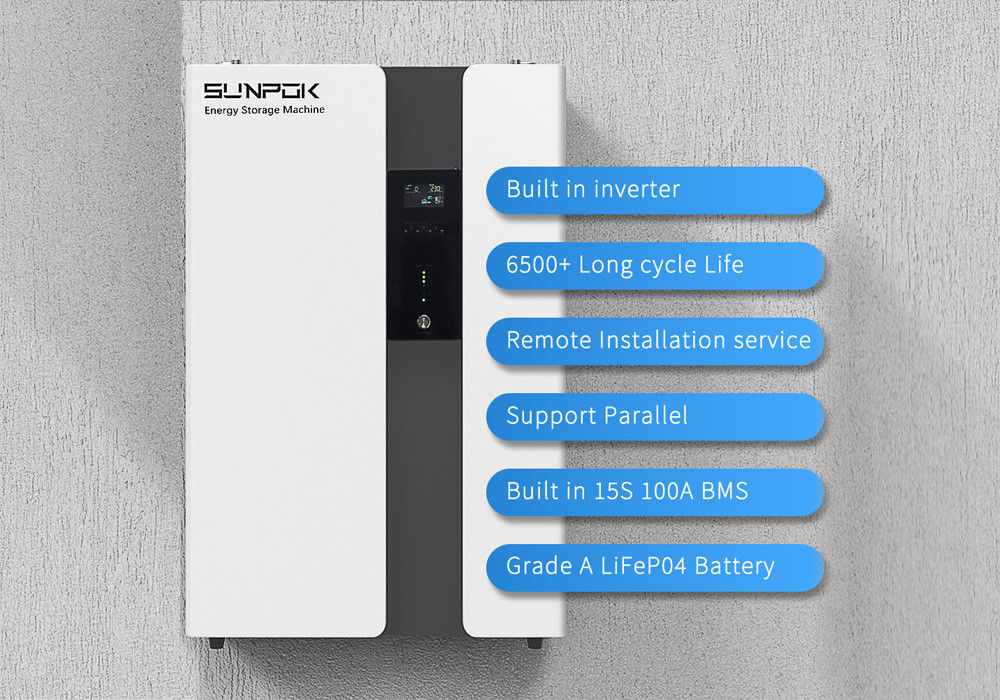 Out-Grid All In One Ess Eu Armazém Construído em 5.12Kwh 50Ah 200Ah 100Ah 51.2V 5kw Inverter Bateria