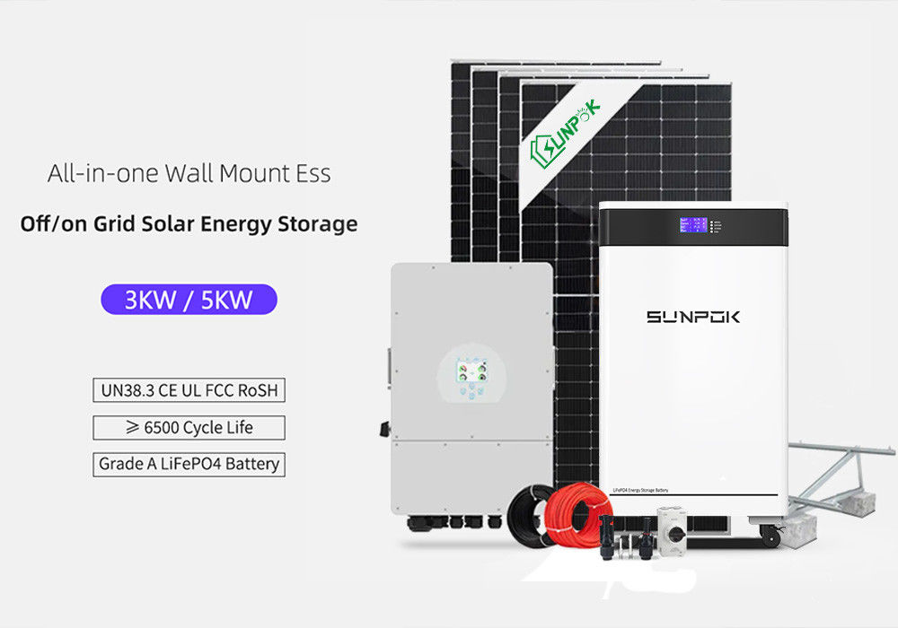 Bateria solar Kit fotovoltaico 6Kw 10Kw 12Kw Bateria Pacote Sistema Completo de Energia Solar Híbrida Para Residencial