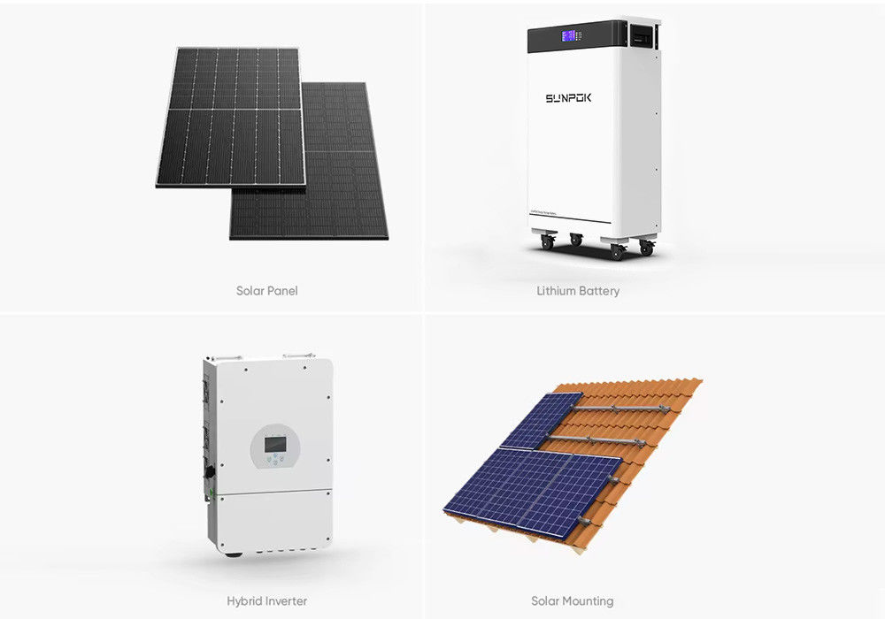 Sistema solar de inversor de energia híbrido 3kw 3kva 3000w Bateria de lítio 48V 200ah Sistema solar