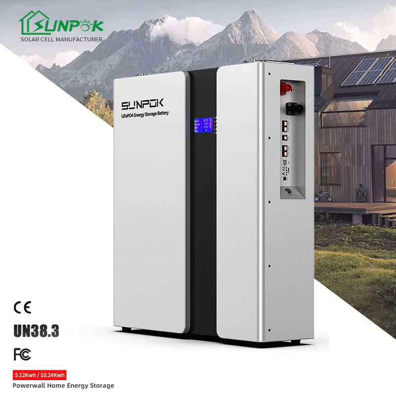 Parede solar montada 48v 50ah 100ah 150ah 200ah Energia de armazenamento Powerwall 5kw 10kw Lifepo4 Bateria de íons de lítio