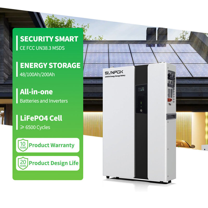 Sistema de armazenamento de baterias domésticas Sunpok Energy All-in-one para baterias de lítio empilhadas solarmente