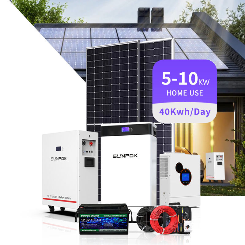 Sistema de painéis solares híbrido Sistema solar híbrido off-grid Completo Home Home 3kw 5kw 10kw 15kw Armazenamento de energia