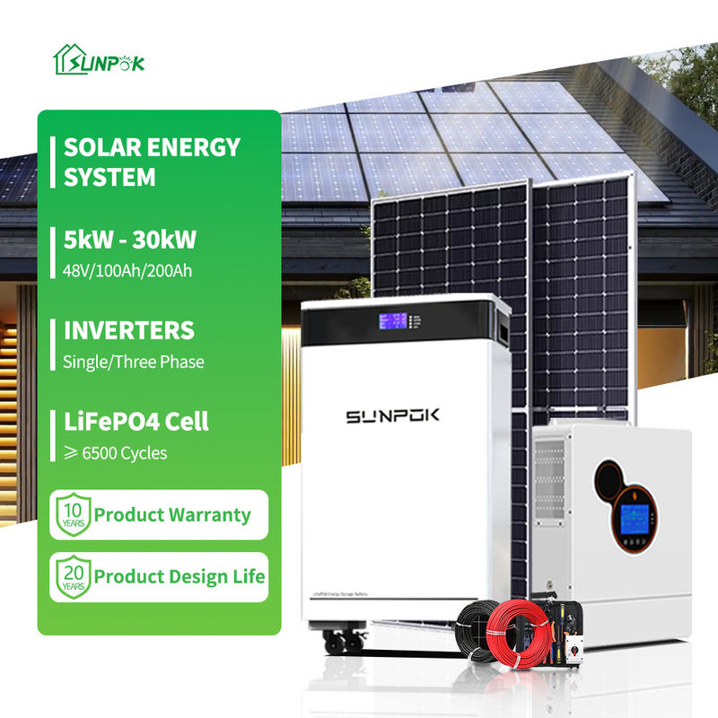Sistema solar híbrido de energia para casa 5KW 8KW 10KW 12KW Painel de energia solar completo