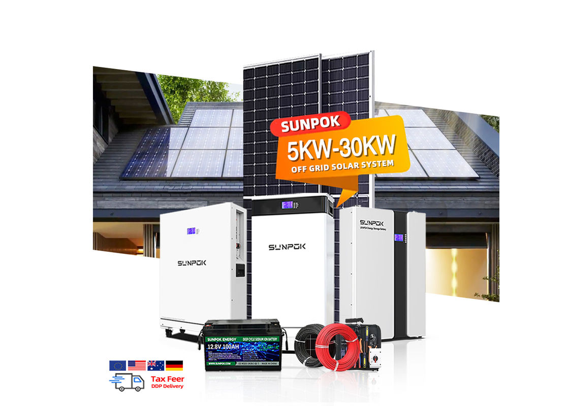 Sistema de energia solar desligado da rede 6000W 10Kw 15Kw 20Kw Sistema híbrido de energia solar trifásico