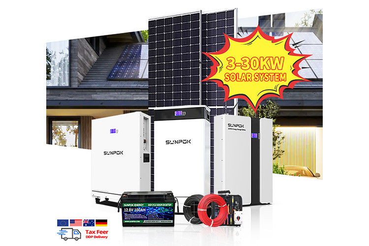 Híbrido 6kw 8kw 10kw 12 Kw 20kw Sistema Solar Painel Solar 10kw Sistema Bateria de Lítio 48v 100ah Para Sistema Solar