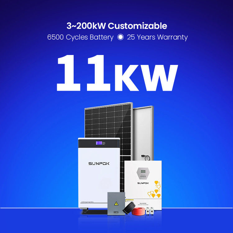 Sistema de energia solar para uso doméstico 3KW 6KW 11KW 22KW Hybrid Off-Grid Solar Panel Farms LifePo4 Bateria Off Grid Kit