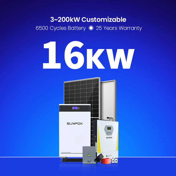 Sistema de energia solar de painéis solares 15Kva 16KW 18KW Sistema de energia solar fotovoltaica híbrida completa para casa