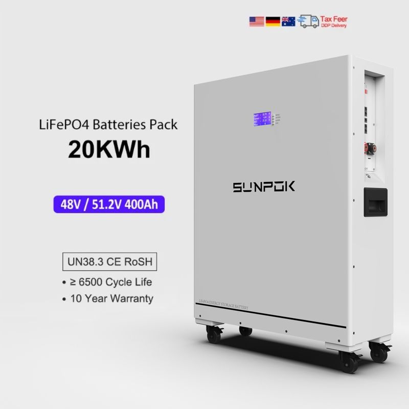 48V 51.2V Lifepo4 400Ah 20Kwh Ess Bateria de íons de lítio Power Wall Sistema de armazenamento de energia doméstica