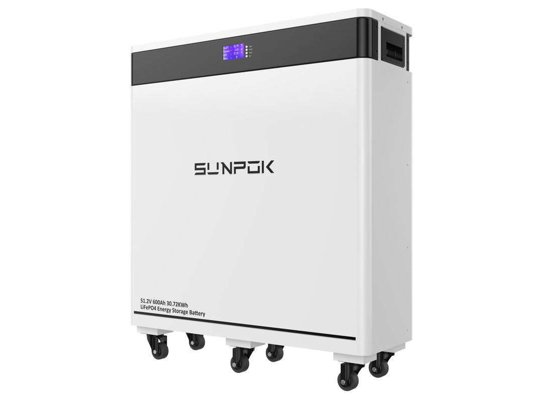 Bateria de íon de lítio LiFePO4 de 51,2V, 30KW, ciclos profundos, 600AH, montada no chão, móvel, para armazenamento de energia doméstica