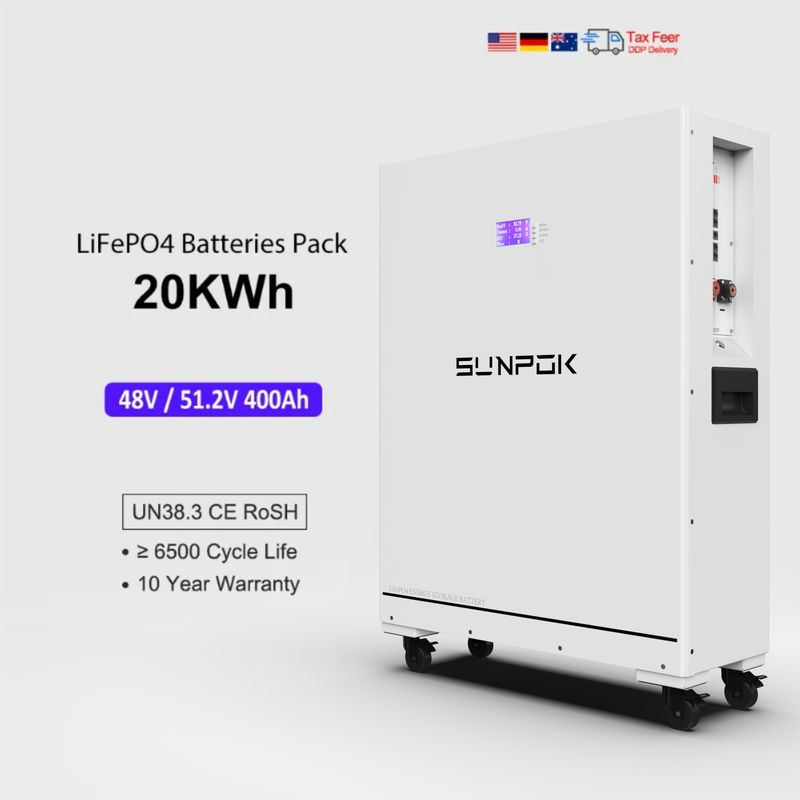 Bateria de lítio solar de 48V 400Ah 20kwh Sistema de energia solar 48V 400Ah Bateria de armazenamento de energia LiFePO4