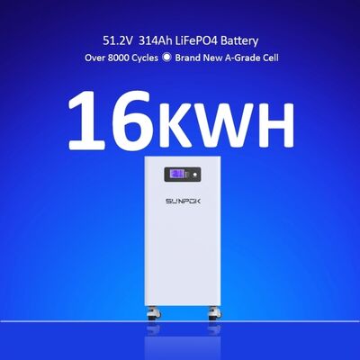 Sistema de armazenamento de energia doméstica LiFePO4 Bateria 51.2V 300Ah 15.36kwh Sistema de armazenamento de energia doméstica Bateria de armazenamento de energia solar