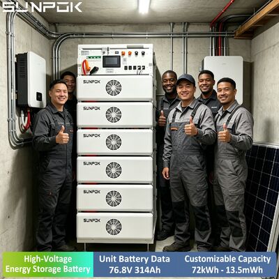 SUNPOK Bateria de lítio de alta tensão 76.8V 314AH 100kwh 200kwh 500kwh Sistema de bateria LiFePO4 para comercialização em estoque