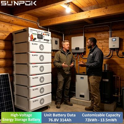 Sistema de Armazenamento de Energia de Alta Tensão SUNPOK 76.8V 314AH 24.12kWH Uso Comercial Industrial Fotovoltaico Híbrido Fabricado na China