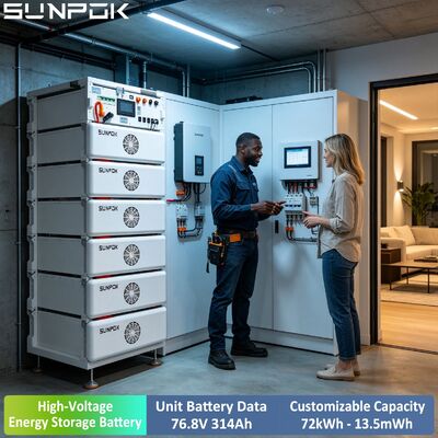 SUNPOK LiFePO4 Lithium Ion HV Battery 24kWh Rack Mounted 76.8V 314Ah Off Grid Energy Storage Battery for C&I