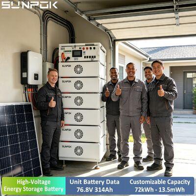 Sunpok Fornecedores de energia ininterruptíveis 24.12kWh 314Ah 76.8V Alta Voltagem Solaire LFP LiFePO4 Bateria Banco para Comercial