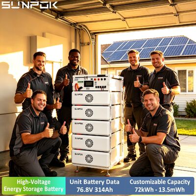 Sunpok Bateria de lítio comercial 76.8V 314AH Alta tensão 76.8V 314Ah 100kwh 200kwh 500kwh Sistema de bateria LiFePO4