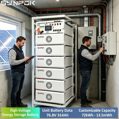 Sunpok alta tensão 76,8 V 314AH Boost bateria de lítio 100kwh 200kwh 500kwh LiFePO4 sistema de bateria para uso comercial