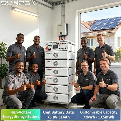 SUNPOK Baterias de íons de lítio Pacote com caixas Racks ESS Gabinete 76.8V 314Ah LiFePO4 8000 ciclos Sistema de armazenamento de energia solar