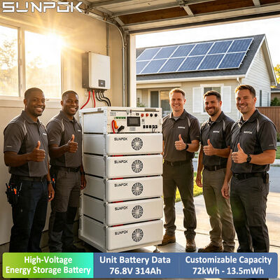 Bateria Doméstica SUNPOK Lifepo4 76.8V 314AH Bateria de Íon de Lítio Pacote de Armazenamento de Energia de Alta Tensão
